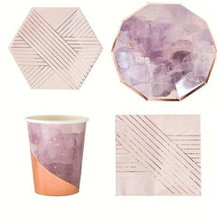 16pcs Disposable Dinnerware Set Paper Plates Napkins Cups Party Decoration