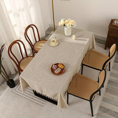 Linen Tablecloth With Tassel Stain Resistant Waterproof Table Cover