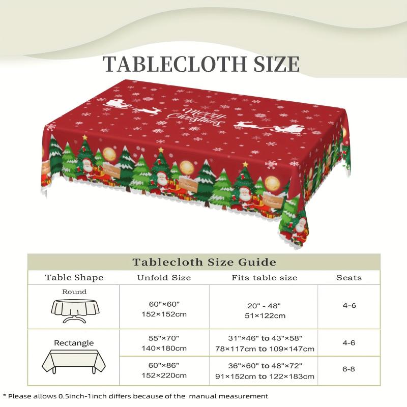 Polyester Tablecloth Merry Christmas Table Cover Red Bell Snowflake