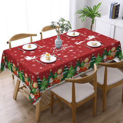 Polyester Tablecloth Merry Christmas Table Cover Red Bell Snowflake