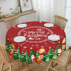 Polyester Tablecloth Merry Christmas Table Cover Red Bell Snowflake