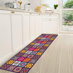 2pcs Vintage Boho Kitchen Mats Set Non-Slip Waterproof Entrance Doormat