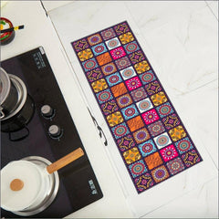 2pcs Vintage Boho Kitchen Mats Set Non-Slip Waterproof Entrance Doormat