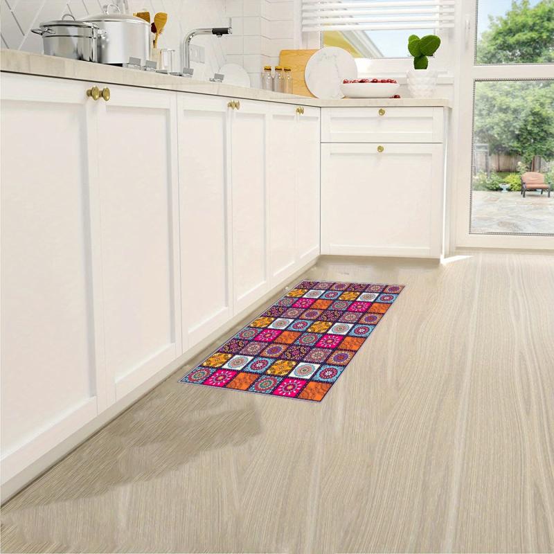 2pcs Vintage Boho Kitchen Mats Set Non-Slip Waterproof Entrance Doormat