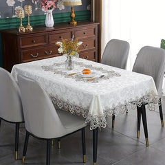 Polyester Tablecloth Beige Lace Tablecover Wedding Party Holiday