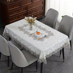 Polyester Tablecloth Beige Lace Tablecover Wedding Party Holiday