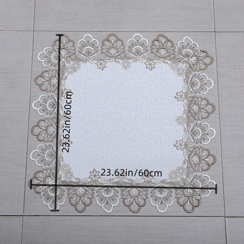 Polyester Tablecloth Beige Lace Tablecover Wedding Party Holiday