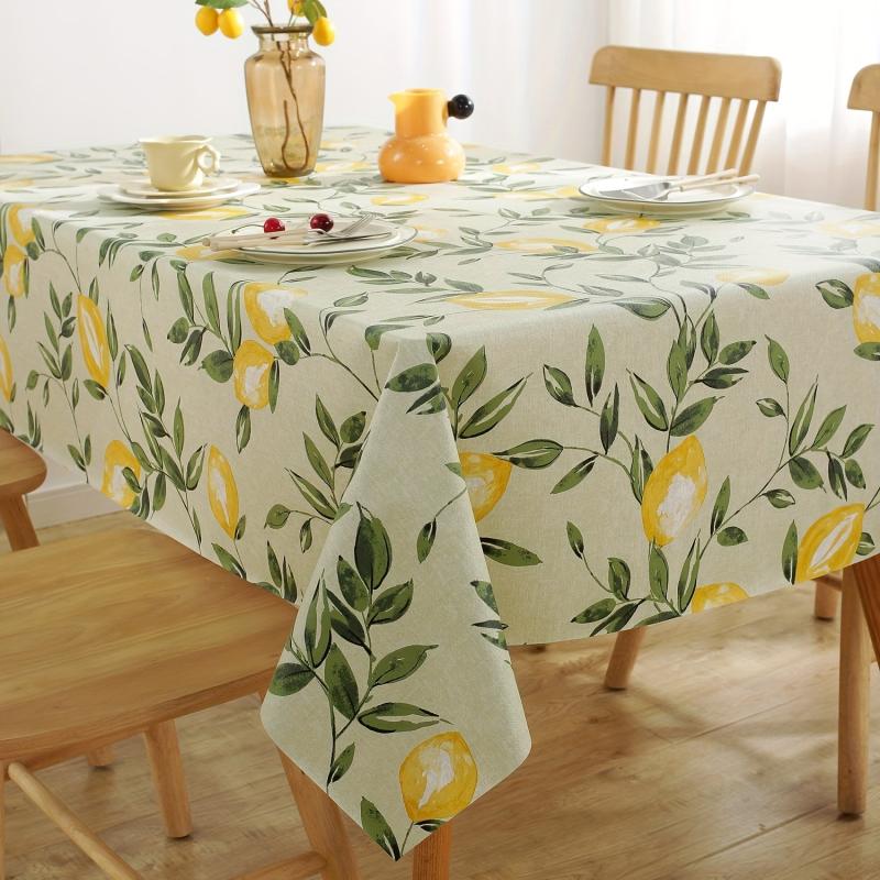 Leaf Printed Waterproof PVC Tablecloth Wipeable Table Cover