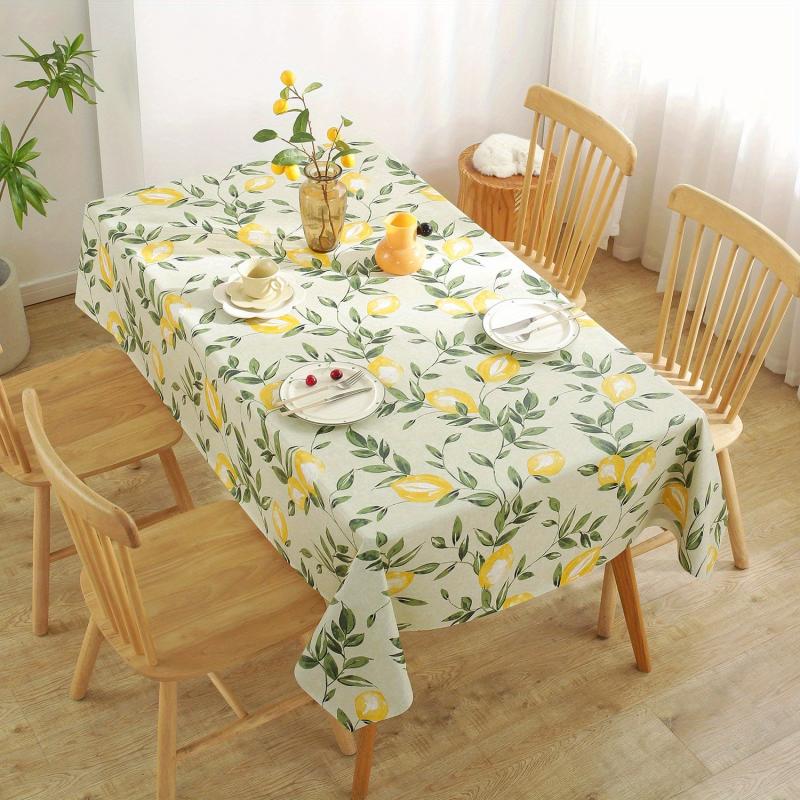 Leaf Printed Waterproof PVC Tablecloth Wipeable Table Cover