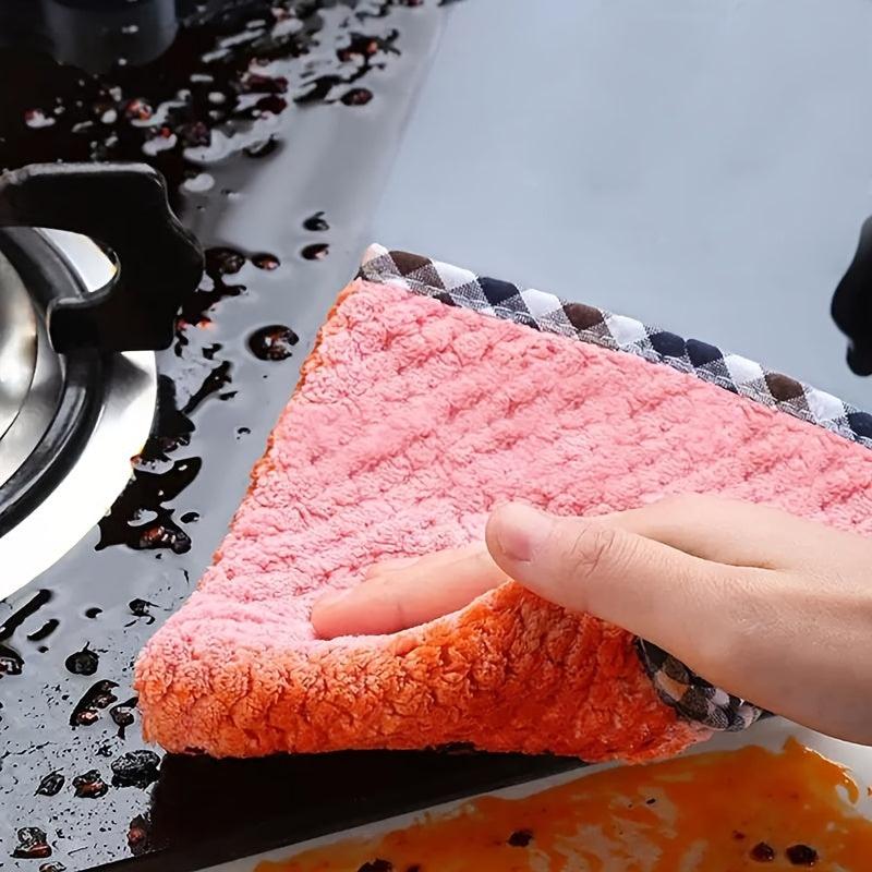 5pcs Coral Velvet Dish Towel Non-stick Dish Cloth