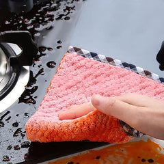 5pcs Coral Velvet Dish Towel Non-stick Dish Cloth