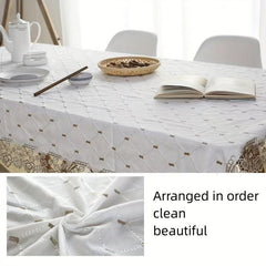 Plaid Lace Macrame Tablecloth Stain Resistant Waterproof Washable Table Cover