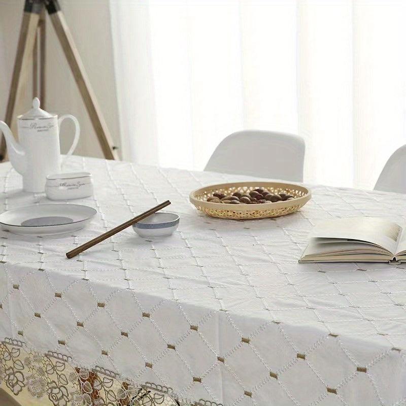 Plaid Lace Macrame Tablecloth Stain Resistant Waterproof Washable Table Cover