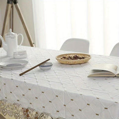 Plaid Lace Macrame Tablecloth Stain Resistant Waterproof Washable Table Cover