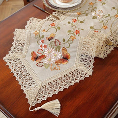 Polyester Butterfly Embroidery Table Runner for Party Decor