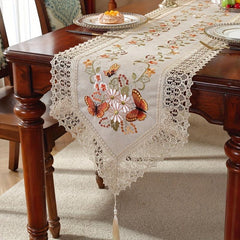 Polyester Butterfly Embroidery Table Runner for Party Decor