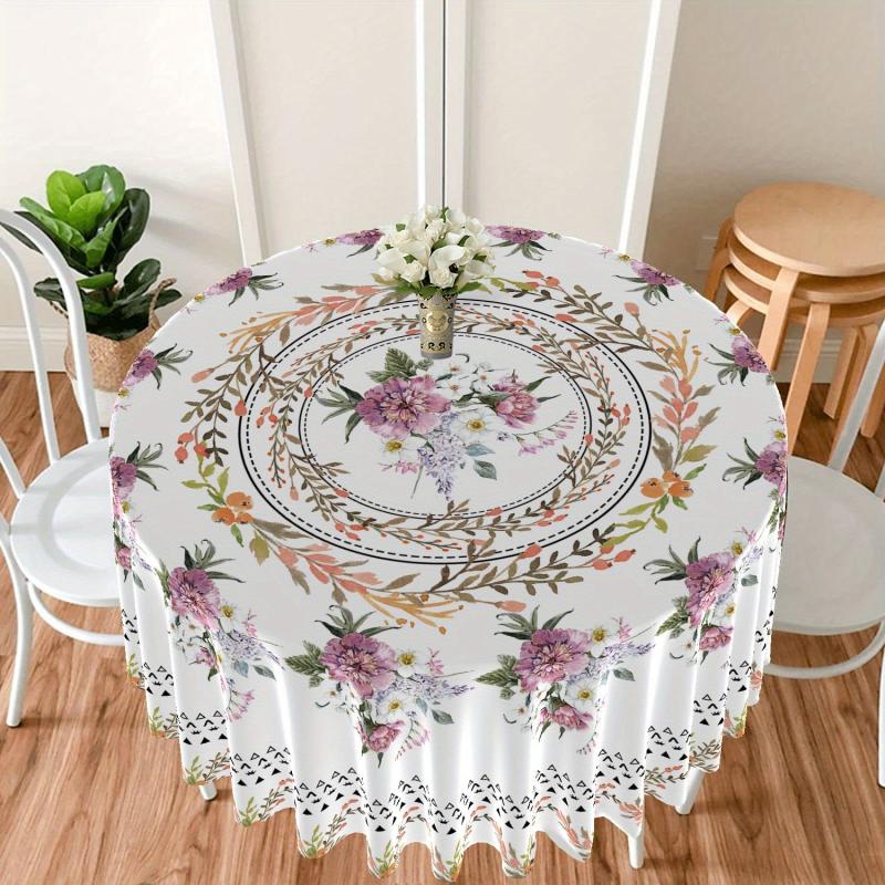 Large Flower Pattern Round Table Cloth