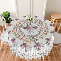 Large Flower Pattern Round Table Cloth