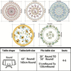 Large Flower Pattern Round Table Cloth