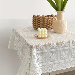 Semi Sheer Lace Tablecloth for Events Washable Macrame Table Cover