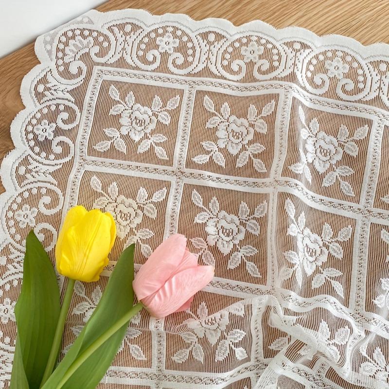 Semi Sheer Lace Tablecloth for Events Washable Macrame Table Cover