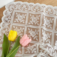 Semi Sheer Lace Tablecloth for Events Washable Macrame Table Cover