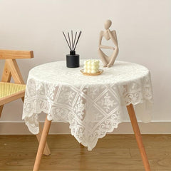 Semi Sheer Lace Tablecloth for Events Washable Macrame Table Cover