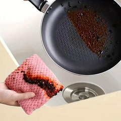 10pcs Coral Velvet Dish Towel Hanging Loop Rag Non stick Dish Cloth Double sided