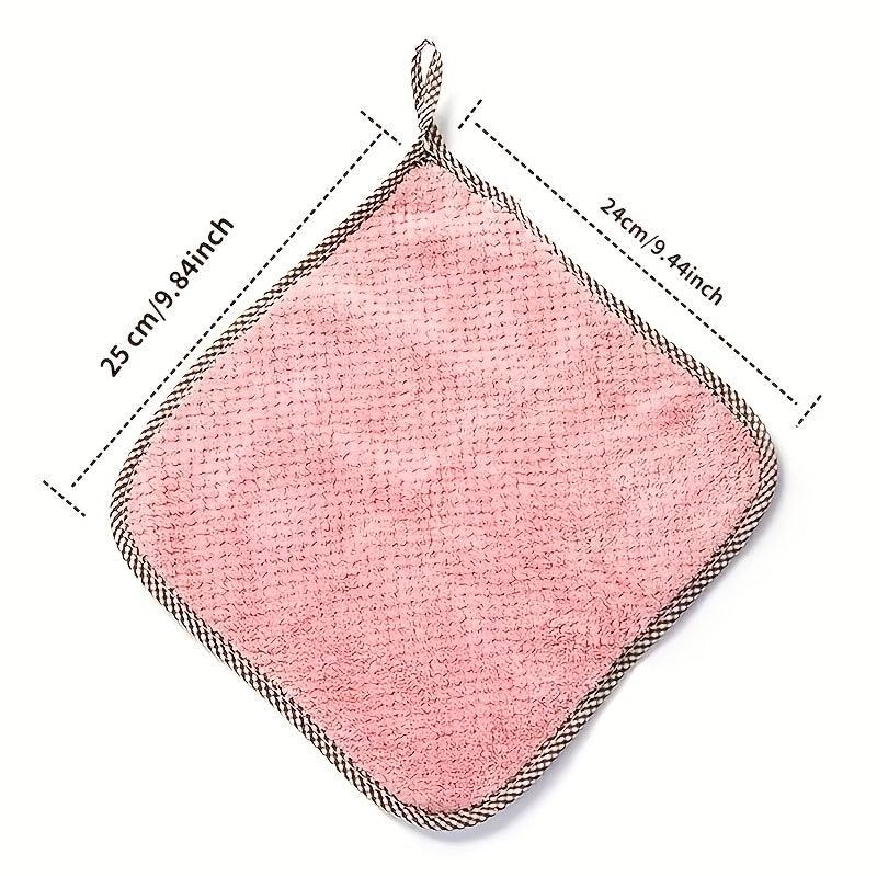 10pcs Coral Velvet Dish Towel Hanging Loop Rag Non stick Dish Cloth Double sided