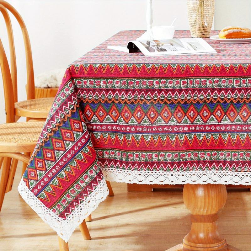 Boho Macrame Lace Tablecloth Ethnic Geometric Table Cover
