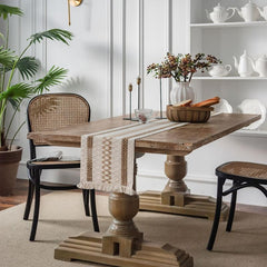 Bohemian Macrame Crochet Table Runner with Tassels for Wedding Dining Party