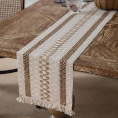 Bohemian Macrame Crochet Table Runner with Tassels for Wedding Dining Party