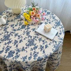 Flower Pattern Tablecloth with Tassel Waterproof Washable Dust-Proof
