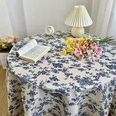 Flower Pattern Tablecloth with Tassel Waterproof Washable Dust-Proof