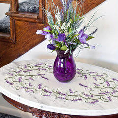 Lavender Lace Embroidered Table Runner Floral Fabric TV Bedside Cabin