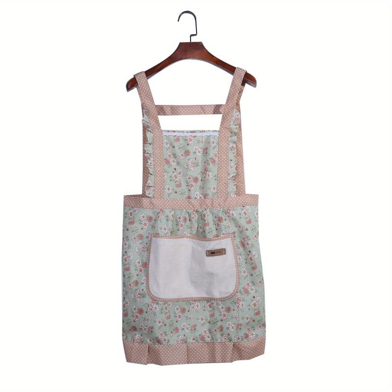 Green Cotton Apron Kitchen Anti Fouling Breathable Apron