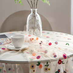 Polyester Tablecloth Colorful Flowers Lace Cake Photography Background