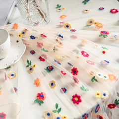 Polyester Tablecloth Colorful Flowers Lace Cake Photography Background
