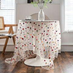 Polyester Tablecloth Colorful Flowers Lace Cake Photography Background