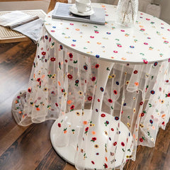 Polyester Tablecloth Colorful Flowers Lace Cake Photography Background
