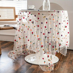 Polyester Tablecloth Colorful Flowers Lace Cake Photography Background
