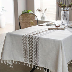 Polyester Coffee Tablecloth Autumn Leaves Embroidery