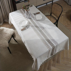 Polyester Coffee Tablecloth Autumn Leaves Embroidery