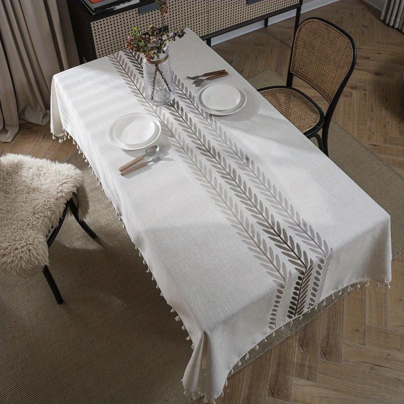 Polyester Coffee Tablecloth Autumn Leaves Embroidery