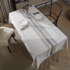 Polyester Coffee Tablecloth Autumn Leaves Embroidery