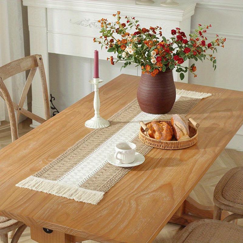 Balinese Pleated Table Runner with Hemp Rope Tassel