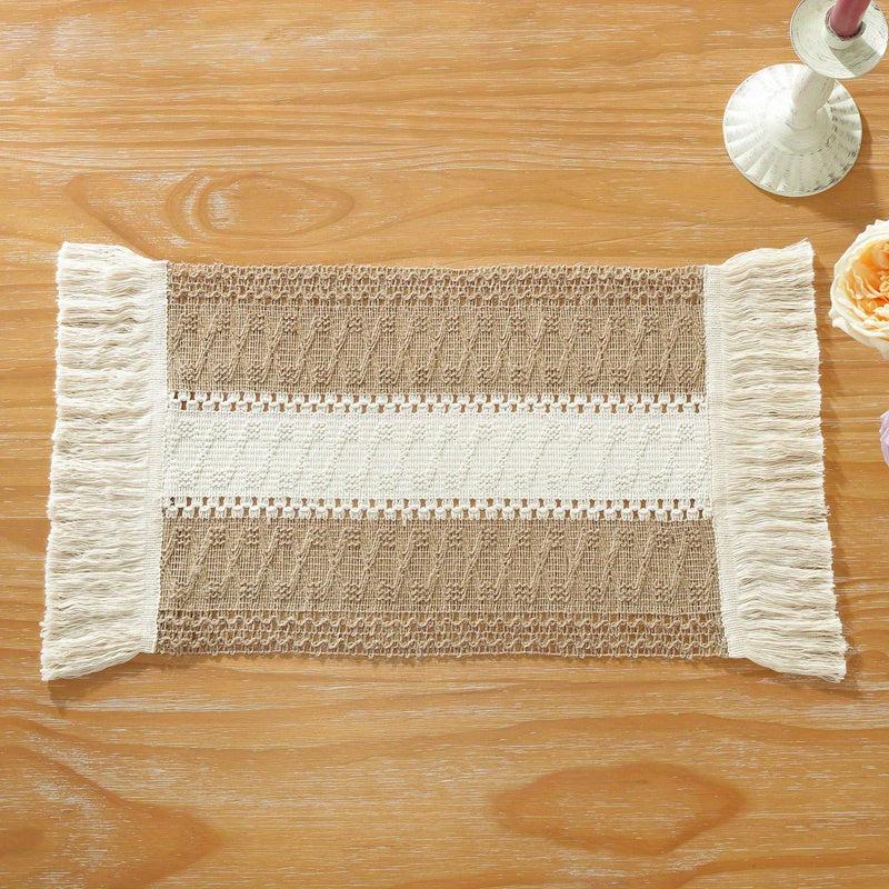 Balinese Pleated Table Runner with Hemp Rope Tassel