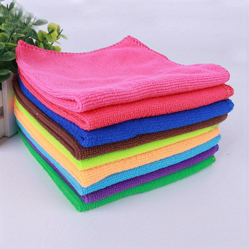 5pcs Microfiber Dish Cloths Absorbent Towels Clean Rags Scouring Pads