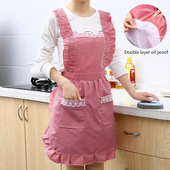 Double Layer Polyester Apron for Kitchen Cooking and Home Workwear