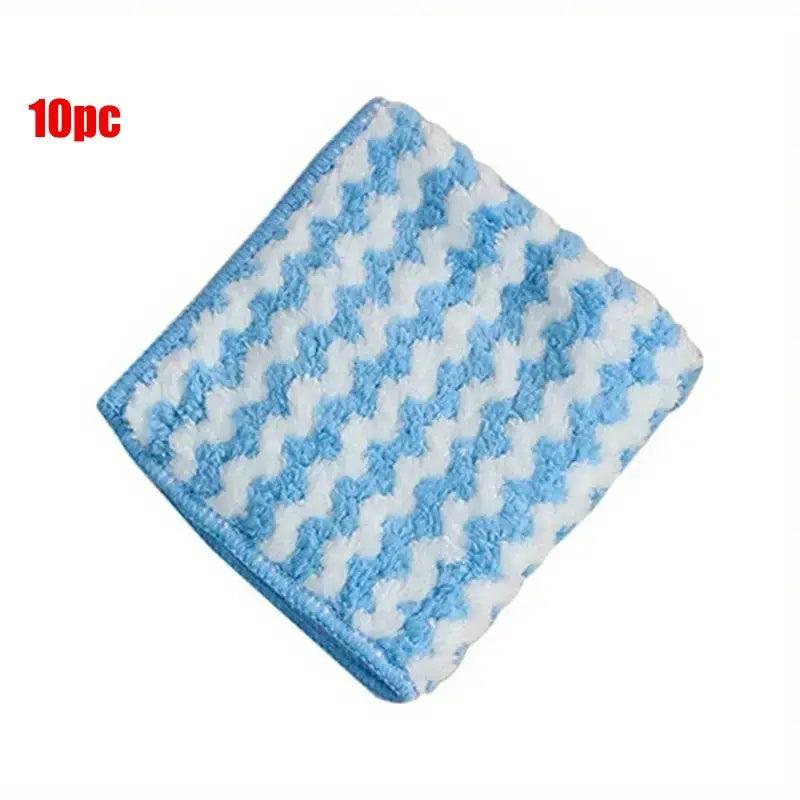 10pcs Soft Textured Dish Drying Mats Striped Microfiber Cleaning Pad